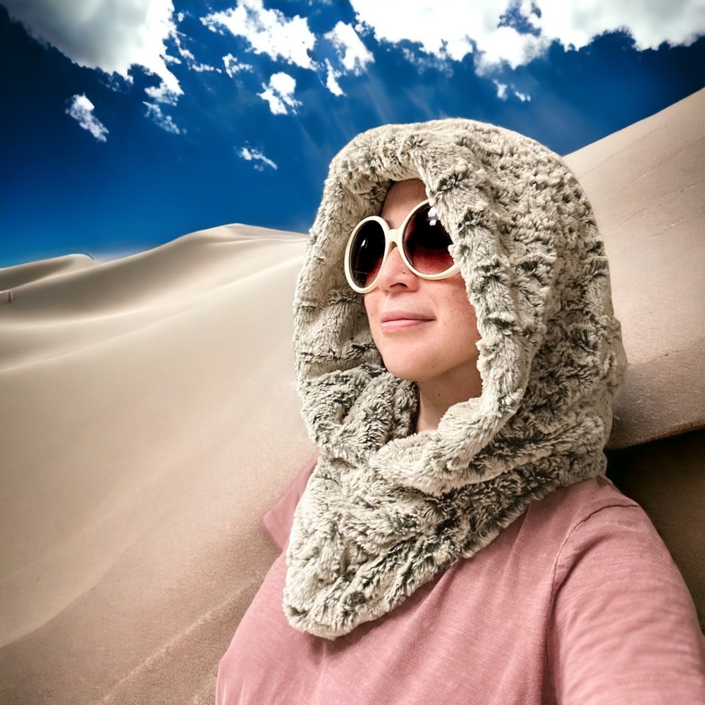 Faux fur festival hood
